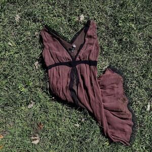 brown lace lingerie night dress